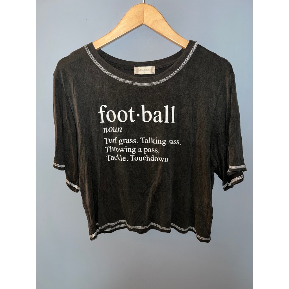 Altar'd State Football Definition Graphic Cropped Tee Black Contrast Stitch S
